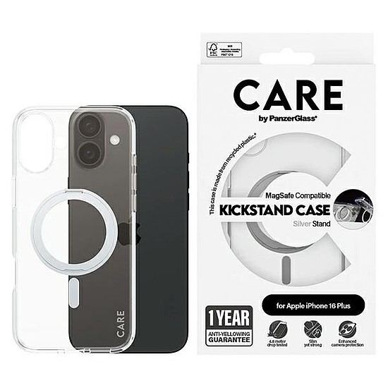 CARE by PanzerGlass Feature Kickstand Case iPhone 16 Plus 6,7" ezüst/ezüst MagSafe 1327