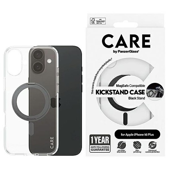 CARE by PanzerGlass Feature Kickstand Case iPhone 16 Plus 6,7" fekete/fekete MagSafe 1323