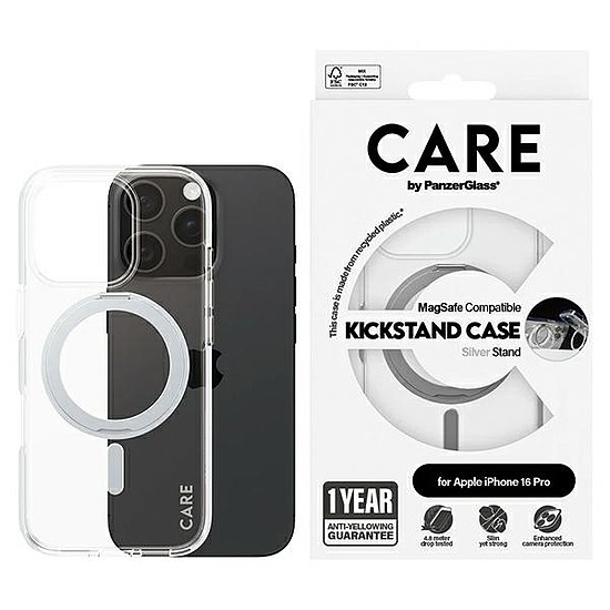 CARE by PanzerGlass Feature Kickstand Case iPhone 16 Pro 6,3" ezüst/ezüst MagSafe 1326