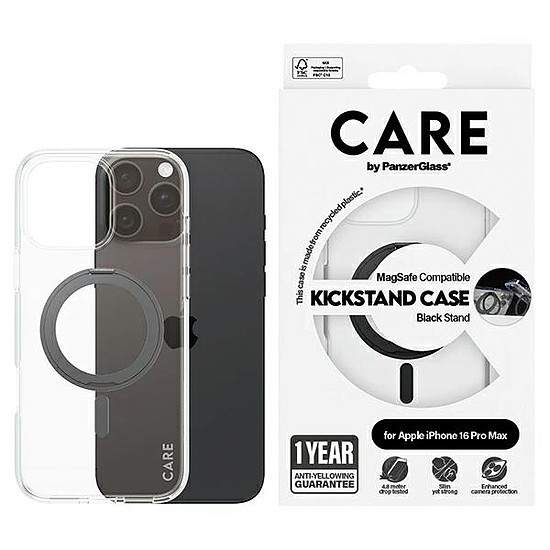 CARE by PanzerGlass Feature Kickstand Case iPhone 16 Pro Max 6,9" fekete/fekete MagSafe 1324