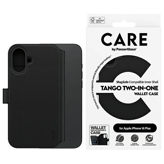 CARE by PanzerGlass Feature Tango 2 az 1-ben Wallet MagSafe tok iPhone 16 Plus készülékhez - fekete