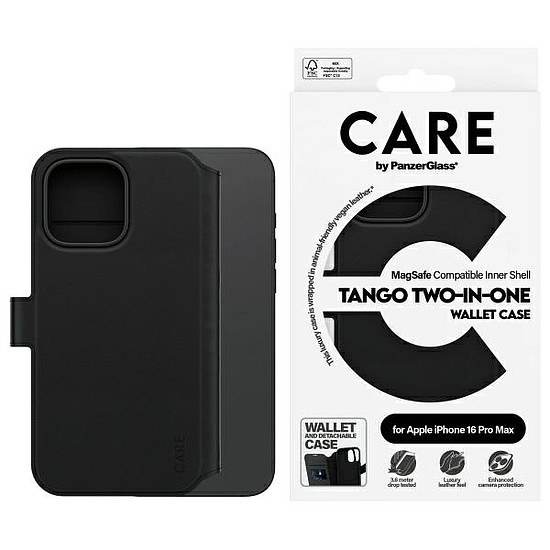 CARE by PanzerGlass Feature Tango 2 az 1-ben Wallet MagSafe tok iPhone 16 Pro Max készülékhez - fekete