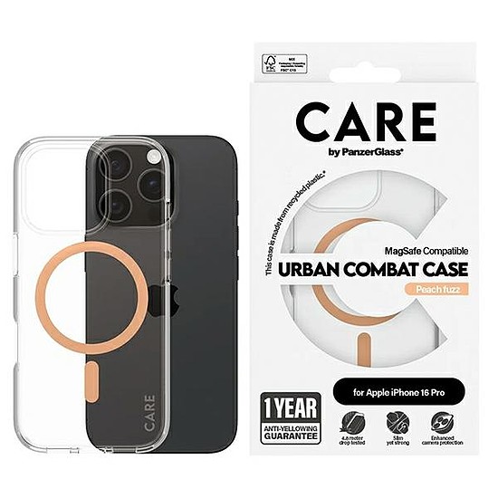 CARE by PanzerGlass Flagship Case iPhone 16 Pro 6,3" Peachy MagSafe 1374