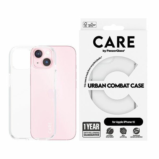 CARE by PanzerGlass Urban Combat Case iPhone 15-höz - átlátszó