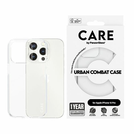 CARE by PanzerGlass Urban Combat Case iPhone 15 Pro készülékhez - átlátszó