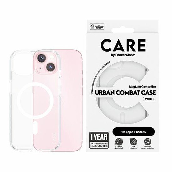 CARE by PanzerGlass Urban Combat Case MagSafe iPhone 15-höz - fehér