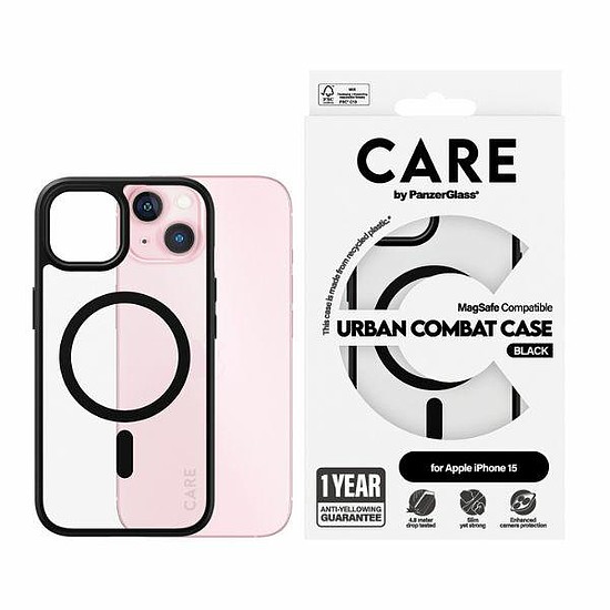 CARE by PanzerGlass Urban Combat Case MagSafe iPhone 15-höz - fekete