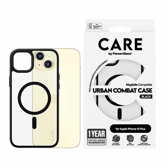 CARE by PanzerGlass Urban Combat Case MagSafe iPhone 15 Plus készülékhez - fekete