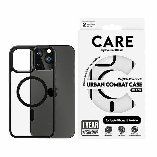 CARE by PanzerGlass Urban Combat Case MagSafe iPhone 15 Pro Max készülékhez - fekete