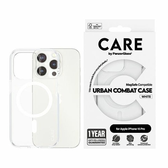 CARE by PanzerGlass Urban Combat Case MagSafe iPhone 15 Pro telefonhoz - fehér