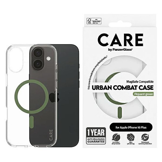 CARE by PanzerGlass zászlóshajó tok iPhone 16 Plus 6,7" zöld/zöld MagSafe 1371