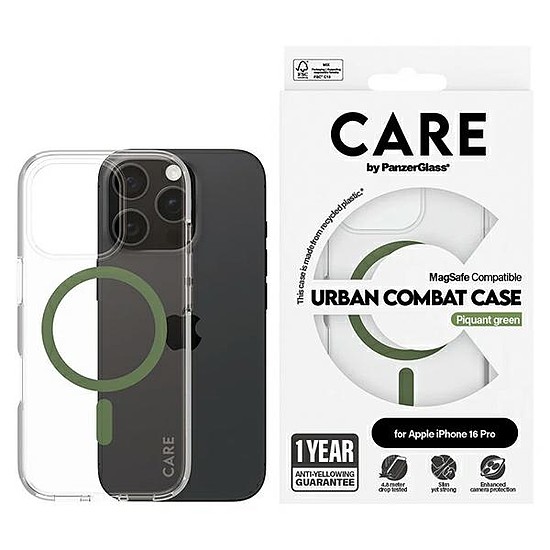 CARE by PanzerGlass zászlóshajó tok iPhone 16 Pro 6,3" zöld/zöld MagSafe 1370