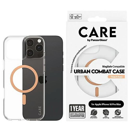 CARE by PanzerGlass zászlóshajó tok iPhone 16 Pro Max 6,9" barack/barackszínű MagSafe 1376