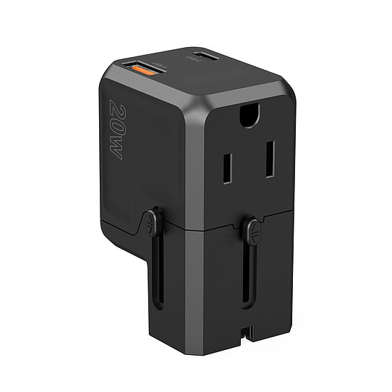 Choetech PD6038 USB-C USB-A PD 20W utazási töltő USA EU UK AU - fekete