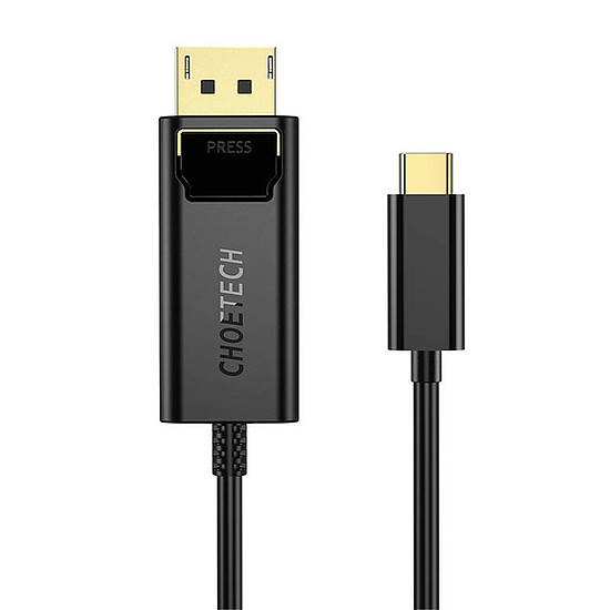 Choetech XCP-1801BK USB-C kábel a Display Porthoz, egyirányú, 4K, 1,8 m, fekete