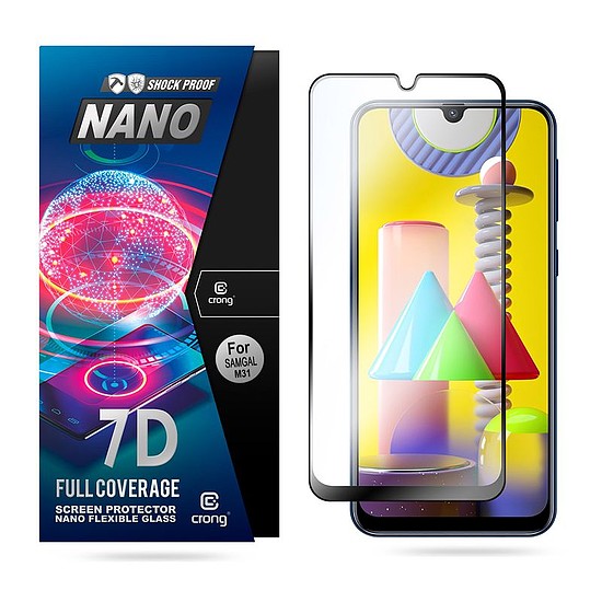 Crong 7D nano rugalmas üveg - teljes lefedettségű hibrid képernyővédő fólia 9H Samsung Galaxy M31 (CRG-7DNANO-SGM31)