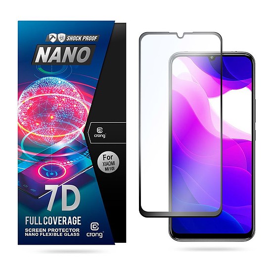 Crong 7D nano rugalmas üveg - teljes lefedettségű hibrid képernyővédő fólia 9H Xiaomi Mi 10 Lite (CRG-7DNANO-XMI10L)