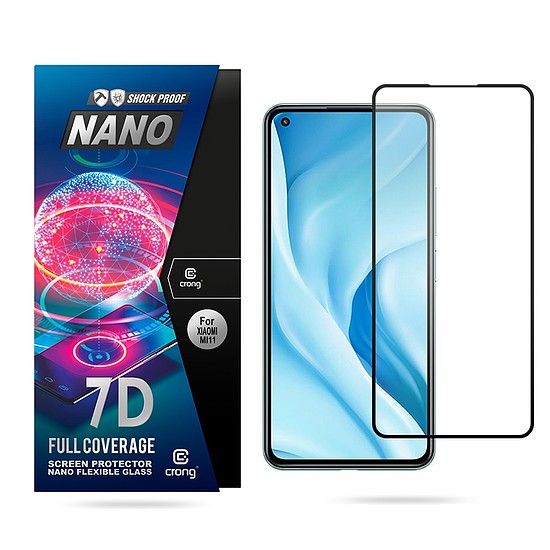 Crong 7D nano rugalmas üveg - teljes lefedettségű hibrid képernyővédő fólia 9H Xiaomi Mi 11 Lite 5G (CRG-7DNANO-XMI11L)