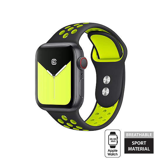 Crong Duo Sport - Apple Watch szíj 38/40/41/42 mm fekete/lime (CRG-40DSB-YLW)