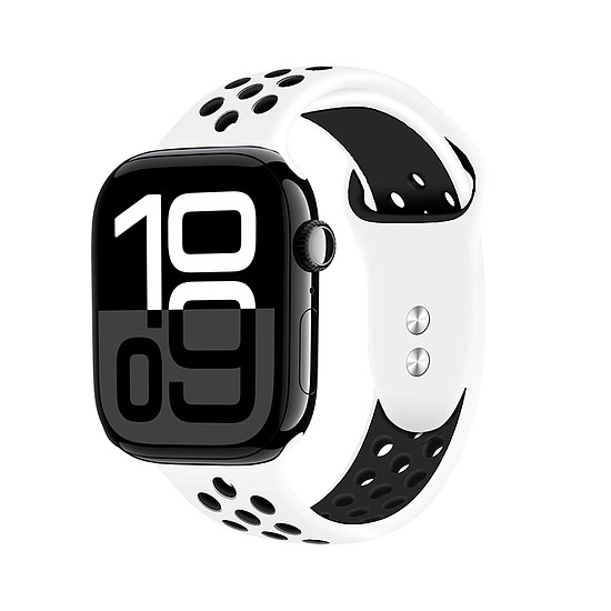 Crong Duo Sport - Apple Watch szíj 44/45/46/49 mm fehér/fekete (CRG44DSBWHI)