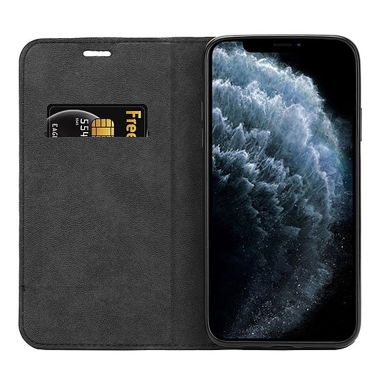 Crong Folio Case - PU bőr tok iPhone 11 Pro Max készülékhez fekete (CRG-FLC-IP11PM-BLK)