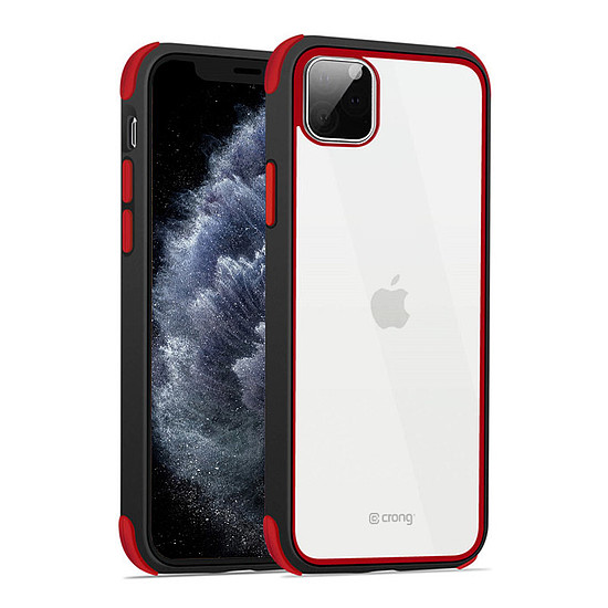 Crong Trace Clear Cover - hibrid védőtok iPhone 11 Pro készülékhez fekete/piros (CRG-TRC-IP11P-BR)