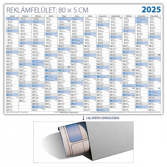 Dayliner plakátnaptár csomag - 5 db karton csomagolásban 2025