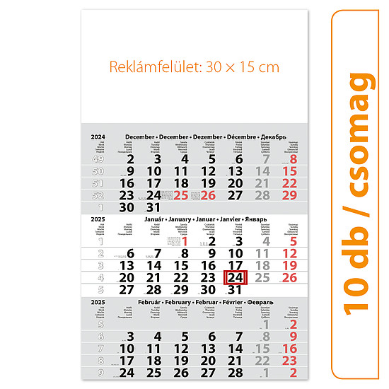 Dayliner speditőr naptár 1 tömb 3 hónap Primus Classic Fejrész üres, 10 db/csomag 2025