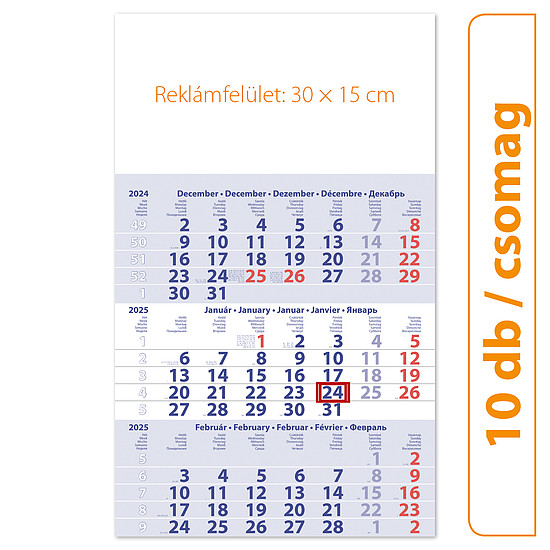 Dayliner speditőr naptár 1 tömb 3 hónap Primus Club Fejrész üres, 10 db/csomag 2025