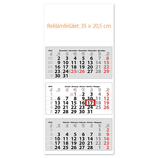 Dayliner speditőr naptár 3 tömb 3 hónap Medium Classic Fejrész üres 2025