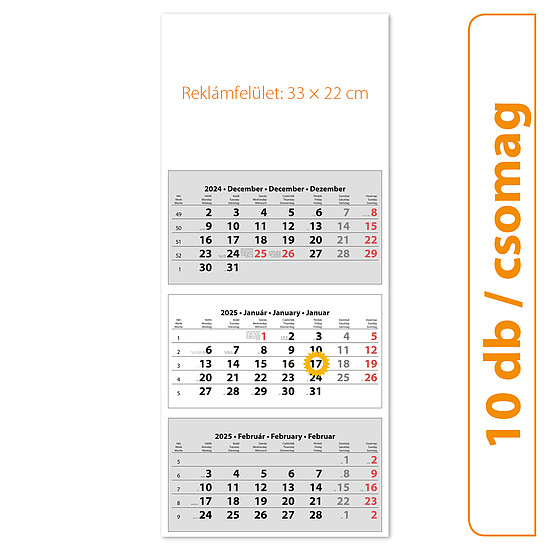 Dayliner speditőr naptár 3 tömb 3 hónap TRN Fejrész üres, 10 db/csomag 2025