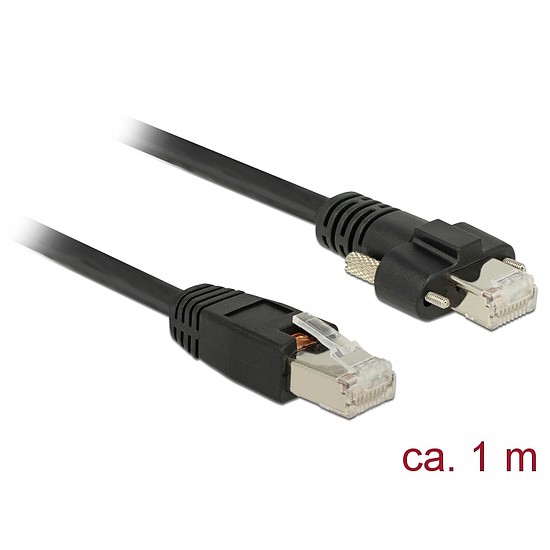 Delock 1 m-es RJ45 dugó > RJ45 dugó csavarokkal csatlakozós Cat.6 SSTP kábel (85667)