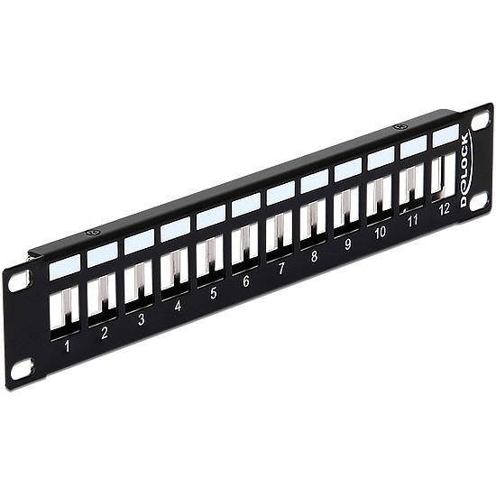 Delock 10 Keystone Patch Panel 12 portos fém, fekete színű (43326)