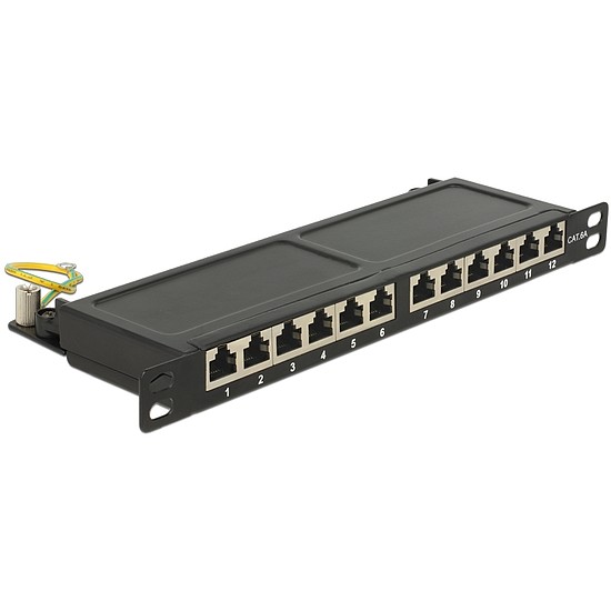 Delock 10 Patch Panel 12 portos Cat.6A 0.5 U fekete színű (43312)