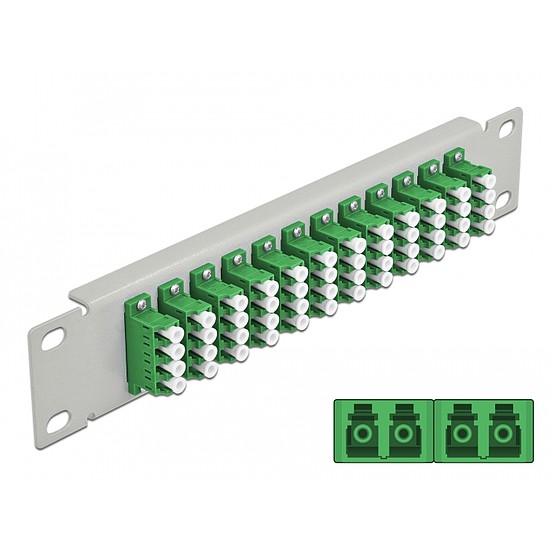 Delock 10 üvegszálas patch panel 12 portos LC Quad zöld 1U szürke (66797)