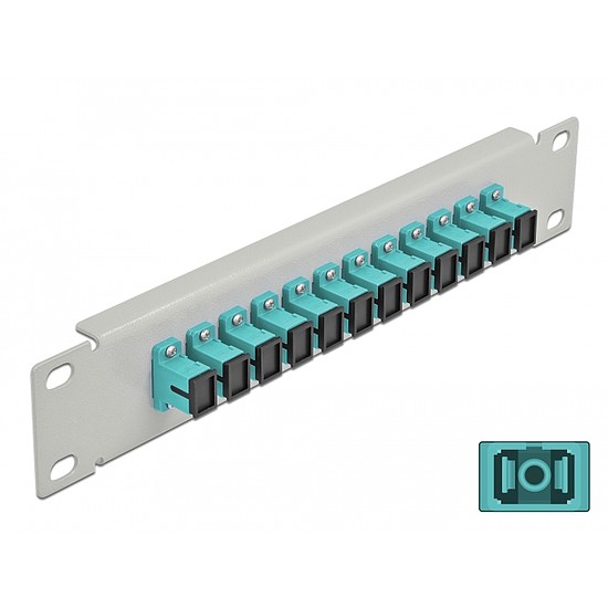 Delock 10 üvegszálas patch panel 12 portos SC Simplex vízkék 1U szürke (66784)