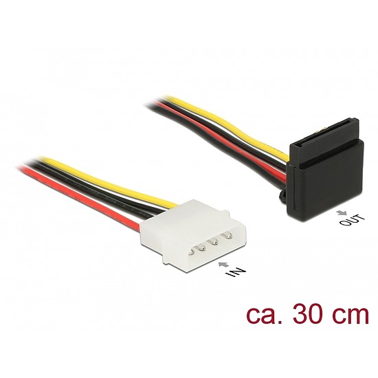 Delock 15 tűs SATA tápkábel anya > 4 tűs fém Molex apa 30 cm (85513)