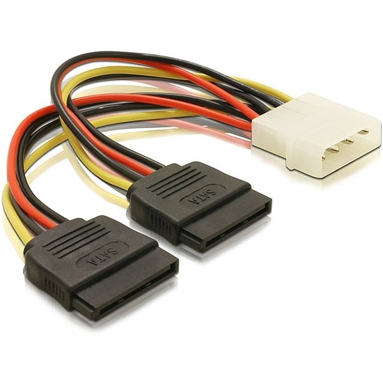 Delock 2 db 15 tűs SATA HDD 4 tűs apa (Molex) hálózati kábel, 16 cm (60102)