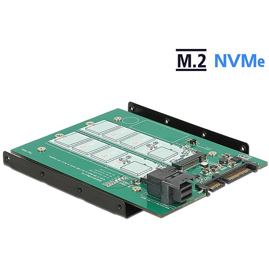 Delock 3.5 -os SATA-átalakító 22 tűs / SFF-8643 NVMe > 1 x M.2 NGFF M aljzat + 1 x M.2 NGFF B aljzat (62704)