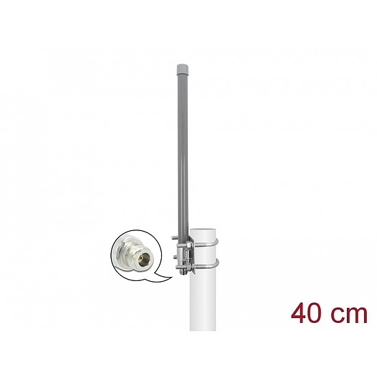 Delock 433 MHz antenna N-hüvely 2 dBi 40 cm irányítatlan, rögzített, kültéri, szürke (12695)