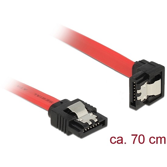 Delock 6 Gb/s sebességet biztosító SATA-kábel egyenes csatlakozódugóval > lefelé néző SATA-csatlakoz (83980)