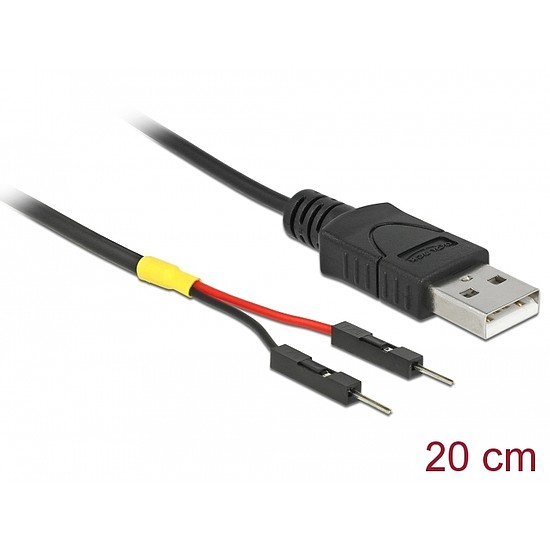 Delock A-típusú USB tápkábel 2 db. különálló tűfejes apa véggel hossza 20 cm (85401)