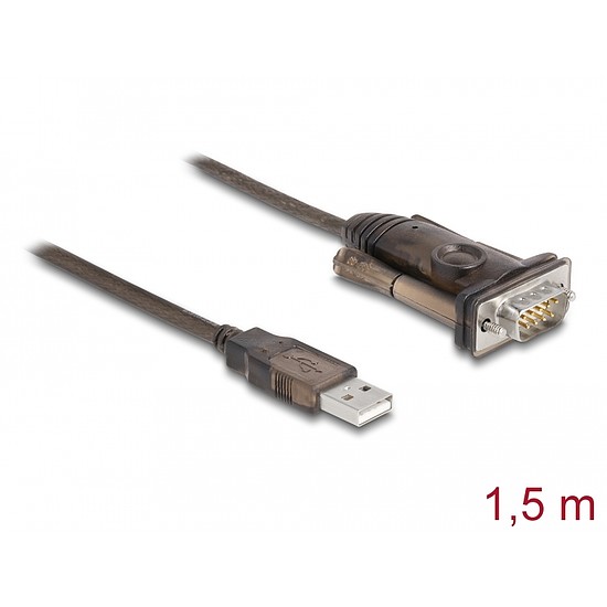 Delock Adapter A-típusú USB 2.0 - 1 x soros RS-232 D-Sub 9 tűs apa csavarokkal 1,5 m (62646)