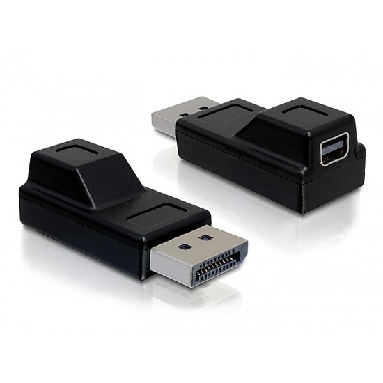 Delock Adapter Displayport male > Displayport mini female, nikkel bevonat, fekete (65237)