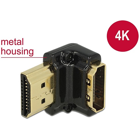 Delock adapter Gyors-sebességű HDMI Ethernettel - HDMI-A anya > HDMI-A apa 4K 90 fokos lefele fekete (65662)