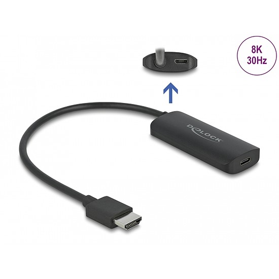 Delock adapter HDMI-A csatlakozó USB Type-C csatlakozóaljzathoz (DP Alt mód) 8K (64212)