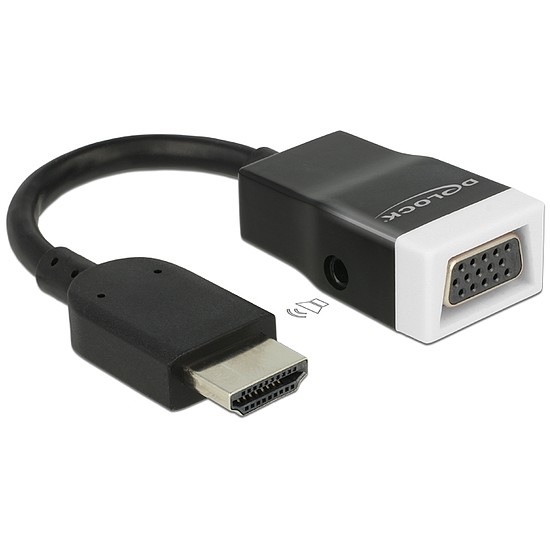 Delock Adapter HDMI-A dugó > VGA hüvely audióval, 15cm, fekete-fehér (65587)