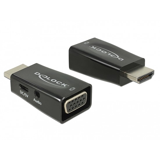 Delock Adapter HDMI-A dugó > VGA hüvely audióval (65901)