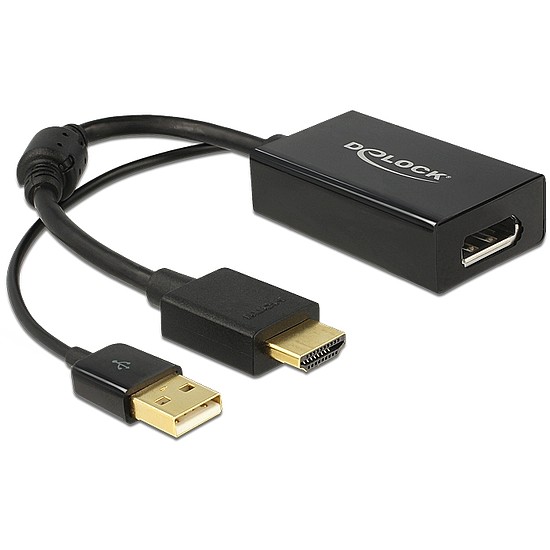 Delock Adapter HDMI-A-dugós csatlakozó > Displayport 1.2-csatlakozóhüvely fekete (62667)