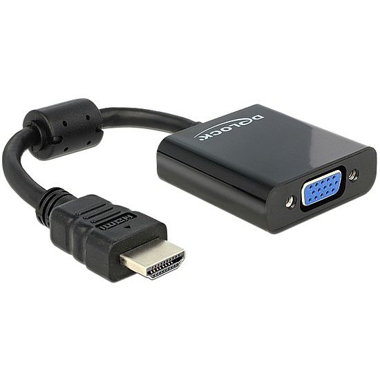 Delock Adapter HDMI-A-dugós csatlakozó > VGA-csatlakozóhüvely fekete (65512)